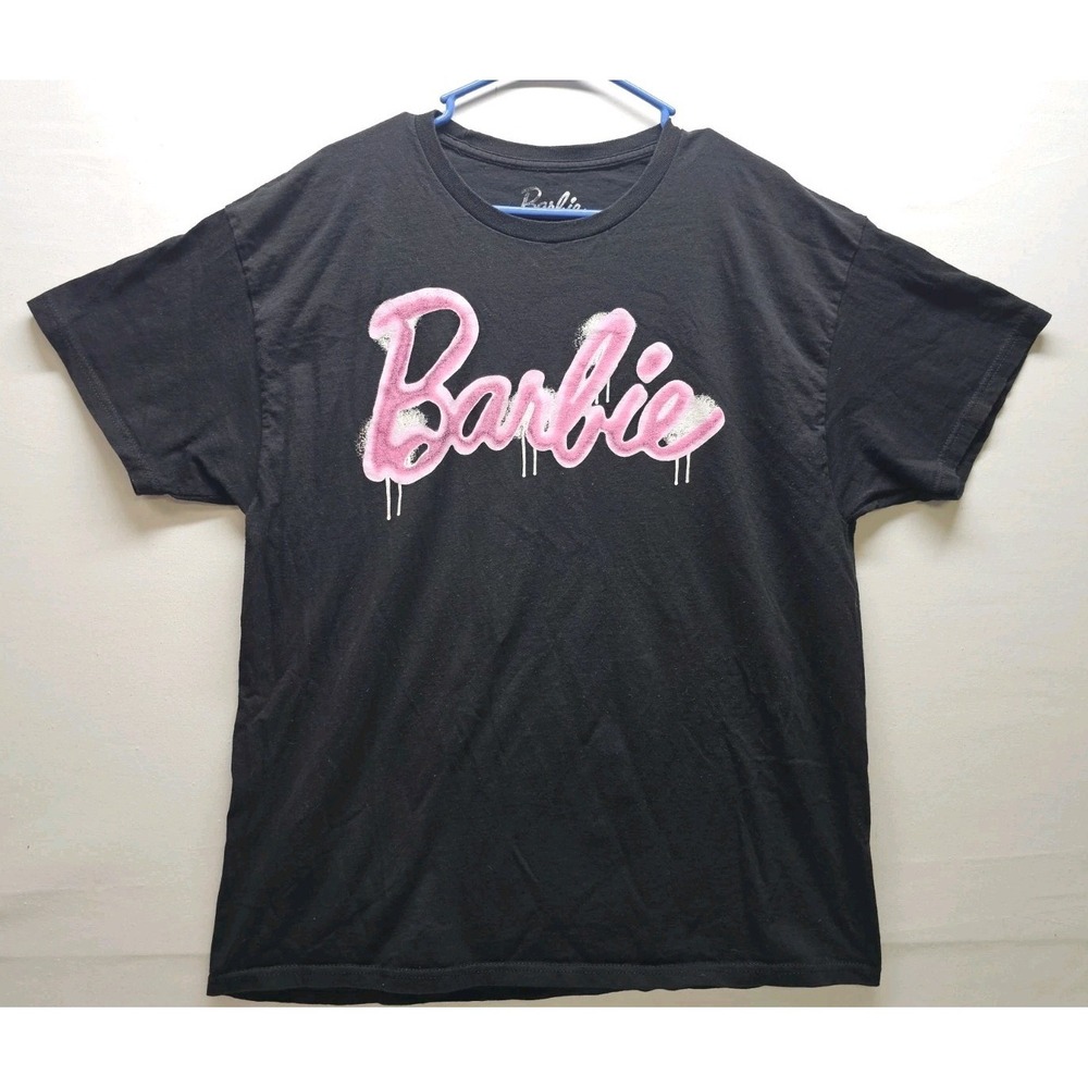 Barbie Graphic cotton Short Sleeve T-Shirt Pink Classic Logo top XL Barbiecore